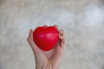 Fototapeta premium hand holding red rubber heart