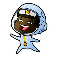 cartoon laughing astronaut
