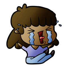 cartoon woman in tears