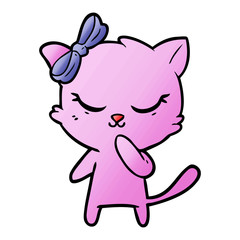 cute cartoon cat with bow