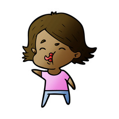 cartoon girl pulling face