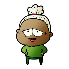 Obraz premium cartoon happy old lady