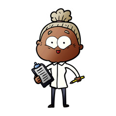 cartoon happy old woman
