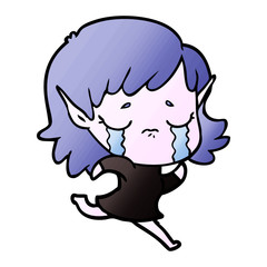 cartoon crying elf girl
