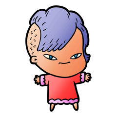 cute cartoon girl with hipster haircut