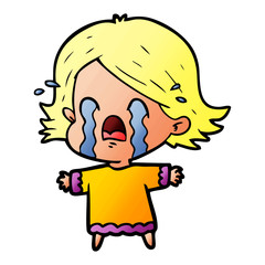cartoon woman crying