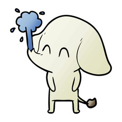 cute cartoon elephant spouting water