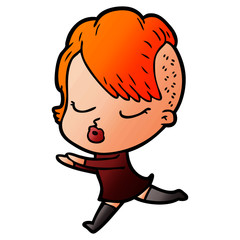 cartoon pretty hipster girl