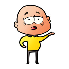 cartoon tired bald man
