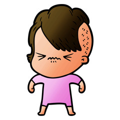 cartoon annoyed hipster girl