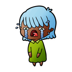 cartoon girl crying