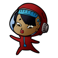 cartoon astronaut woman