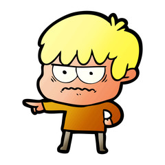 annoyed cartoon boy