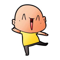 happy cartoon bald man