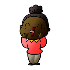 cartoon happy old woman