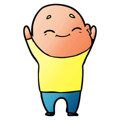 happy cartoon bald man