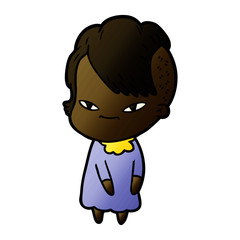 cute cartoon girl with hipster haircut