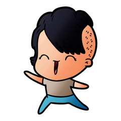 cartoon happy hipster girl