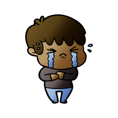Obraz premium cartoon boy crying