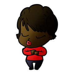 cartoon woman with eyes shut