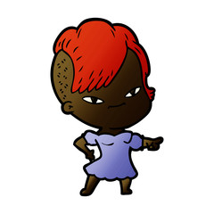 cute cartoon girl with hipster haircut