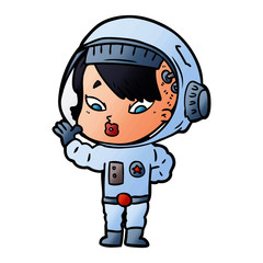 cartoon astronaut woman