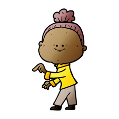 cartoon happy old woman