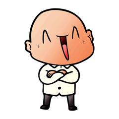 happy cartoon bald man