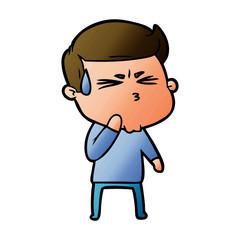 cartoon man sweating