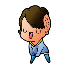 cute cartoon girl with hipster haircut