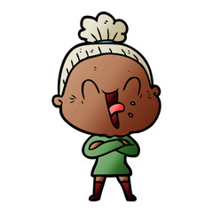 cartoon happy old woman