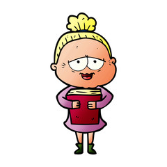 cartoon happy old lady