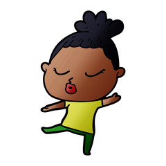 cartoon calm woman
