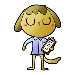 cute cartoon dog wearing office shirt