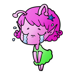 cartoon crying alien girl