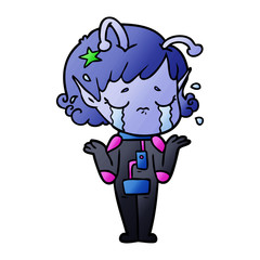 cartoon crying alien girl