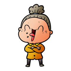cartoon happy old woman