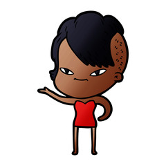 cute cartoon girl with hipster haircut