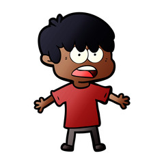 worried cartoon boy