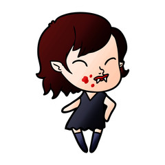 cartoon vampire girl with blood on cheek