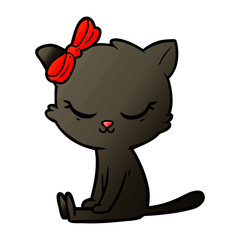 cute cartoon cat with bow