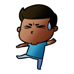cartoon man sweating