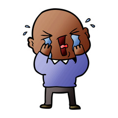 cartoon crying bald man