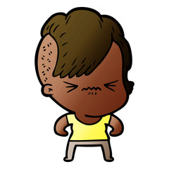 cartoon annoyed hipster girl
