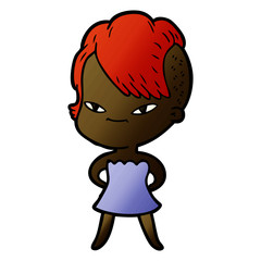 cute cartoon girl with hipster haircut