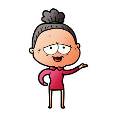 cartoon happy old lady