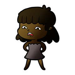 cartoon worried woman