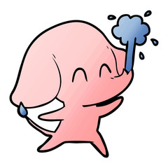 cute cartoon elephant spouting water