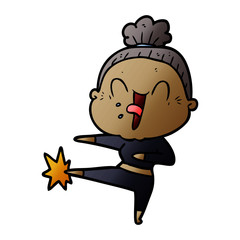 cartoon happy old woman