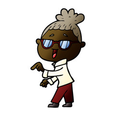 cartoon happy woman wearing spectacles